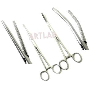 ArtLab Premium Set of 2-12" Rochester Pean Hemostat Forceps Serrated STR & CVD Clamps Three Locking Positions-Ideal Hemostats for Nurses, Fishing Forceps, Crafts and Hobby (12 INCHES SET OF 2 STR+CVD)