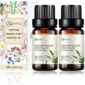 2-PACK Lily of Valley Essential Oil - 100% Pure Organic Natural Plant (Convallaria majalis) Lily of Valley Oil for Diffuser, Aroma, Spa, Massage, Yoga, Perfume, Body - 2x10ML