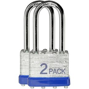 Locks Laminated Steel Keyed Padlocks Keyed Alike Locks Bulk, Long Shackle Padlocks, Pack of 6 for Hasp Latch, Sheds, Fences, Storage Locker, School, Gym