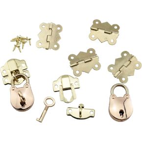 8PCS Yellow Mini Box Hinges DIY Jewelry Box Gift Box Accessories Padlock Silver Antique Hasp Latch Small Metal Vintage Padlock Bear Locks with Keys for Jewelry Wooden Box and DIY Crafts