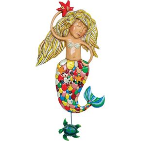 Allen Designs "Sirena" Extra-Large Whimsical Mermaid Pendulum Wall Clock