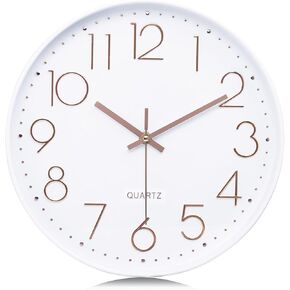 Lafocuse 3D Numbers Gold Wall Clock 12 Inch Silent Non-Ticking, Gold Clocks for Living Room Decor, Modern Kitchen Wall Clock Battery Operated Bedroom Home Office