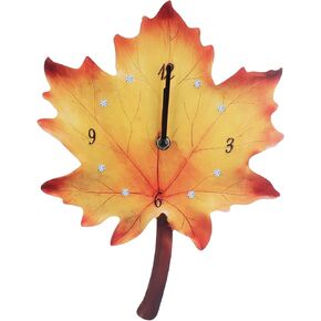 yaogohua Wall Clock Battery Operated, Maple Leaf Shape Wall Clock Living Room Dining Room Decoration Mute Wall Clock Natural Elements Wall Clock