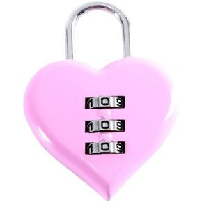 Combination Lock, Pink Heart Shape 3 Digital Password Padlock, Mini Outdoor Combo Gate Lock for School Gym Locker, Fence Gate, Toolbox, Employee Hasp Locker Combination Padlocks