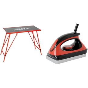 Swix T754 Economy Waxing Table 96cm x 45cm | Durable Compact Wax Table for Skis & Snowboard with One Leg Height Adjustment, Red