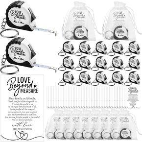 Loetere 50 Sets Wedding Favors for Guests Tape Measure Keychains with Cards Gift Bags for Bridal Shower Wedding Party Souvenirs