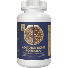 Stronger Bones Vitamins and Supplement Advanced Formula with Essential Nutrients, Including Vitamin D3, Calcium, Magnesium, Zinc, Copper, Manganese, Selenium, Boron, Vitamin K2 MK7, and L-Lysine