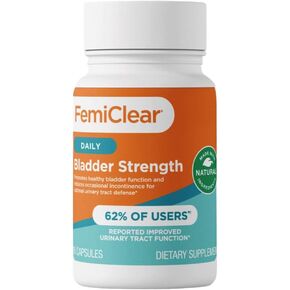 FemiClear Bladder Strength Supplement | Bladder Control, Incontinence and Urinary Tract Infection Support | 60 Capsules, 30 Day Supply | Made with All-Natural Ingredients | Manufactured in USA