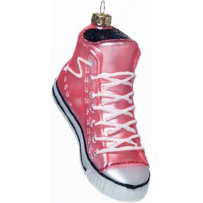 Set of 2 Glass Sneaker Shoe Ornament, Cute Hand Blown Glass High Top Sneaker Shoe Ornaments for Christmas Tree