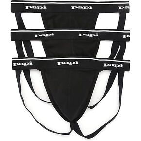 papi Men's 3-Pack Jockstrap, Athletic Supporter, Breathable Male Workout Underwear