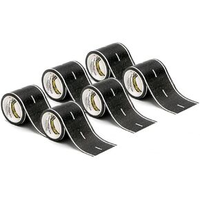 PlayTape Road Tape for Toy Cars - Sticks to Flat Surfaces, No Residue; 8-Pack of 30 ft. x 2 in. Black Road