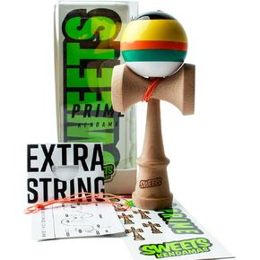 Sweets Kendamas 5-Stripe Prime Kendama - All Levels, Stripe Design, Extra String Accessory Gift Bundle (Dougie)