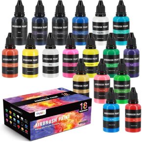 Airbrush Paint Set, 28 Colors Airbrush Paint Water-Based Acrylic 1fl oz, Opaque, Pearl and Neon Colors, Ready to Spray, Leather & Shoe, Premium Airbrush Paint for Artists, Beginners and DIY Projects