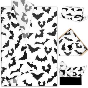 Whaline 100Pcs Pink Bat Tissue Paper Bulk Pink Wrapping Paper Bulk Black Bat Decorative Gift Wrapping Tissue Paper DIY Craft Paper for Halloween, 14 x 20 Inch