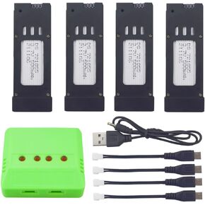 Fytoo 4PCS 3.7V 500mah Lithium Battery +1PCS 4-in-1 Charger for E58 S168 JY019 Folding Quadcopter Spare Parts…