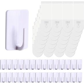 Damage Free Hanging Hooks with Adhesive Strips, 20pcs Wall Hooks with 20 Adhesive Strips, Removable Wall Hooks for Hanging, Coat Hooks, Kitchen Hooks, Towel Hooks