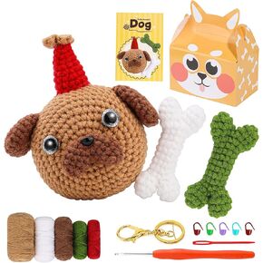 FTEVEN Crochet Kit for Beginners, 6PCS Vegetables Crochet Kit with Step-by-Step Video Tutorials, Complete Crochet Starter Kit with Crochet Yarn for Adults DIY Knitting Supplies Christmas Gift