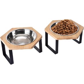 Petmolico Raised Cat Bowls, Elevated Anti Vomiting Cat Feeders Stainless Steel Bowls with Metal Stand for Cats Puppy Set of 3