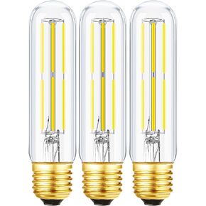 T10 Led Bulb,Dimmable 6W Led Tubular Bulbs, 60 Watt Incandescent Bulb Equivalent, 5000K Cool White, Clear Glass, E26 Base Lamp Bulb, for Cabinet Display Cabinet etc. (Cool White-3P)