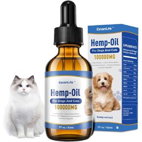 Hemp Oil for Dogs and Cats- Natural Pet Oil Drop for Anxiety Stress Pain Inflammation Joint Hip Аrthritis Skin Allergies Relief Relax Sleep, Organic Extract Dog Cat Calming Treats (30ml X 2Packs)
