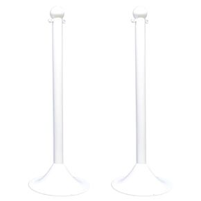 Mr. Chain Stanchion, White, 41-Inch Height, 2-Inch Diameter Pole, Pack of 2 (91501-2)