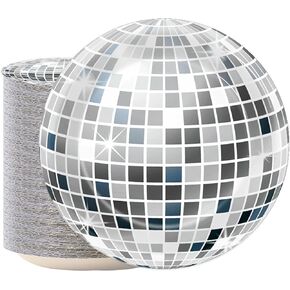 48 Pieces 70s Disco Party Paper Plates for 70’s Party Supplies Silver Disco Ball Theme Dessert Plates for Birthday Baby Shower 70’s Boogie 1970s Disco Fever Music 90s Bachelorette Party Decorations