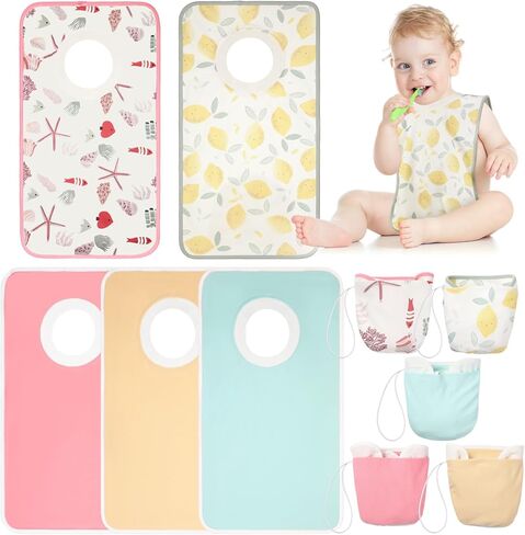 Newwiee 5 Pcs Pullover Toddler Bibs Full Coverage Baby Bibs Soft Absorbent Cotton Towel Bibs for Toddler Drooling Feeding in Kuwait