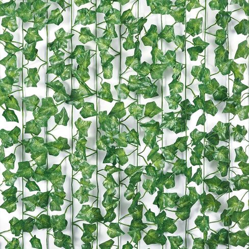 Elements Fake Ivy Garland, Poly Silk Ivy Wall decor with UV protection, Indoor Outdoor Décor for Living Room, Bedroom , Party, Wedding and Patio and Poolside, 84 Inch, 960 Leaves, Green in Saudi Arabia
