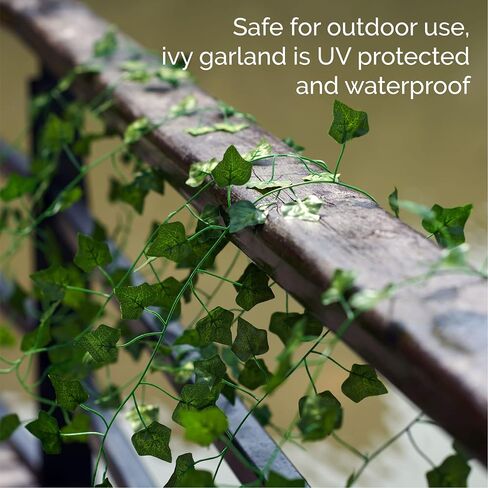 Elements Fake Ivy Garland, Poly Silk Ivy Wall decor with UV protection, Indoor Outdoor Décor for Living Room, Bedroom , Party, Wedding and Patio and Poolside, 84 Inch, 960 Leaves, Green in Saudi Arabia