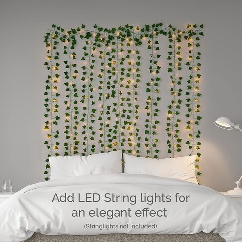 Elements Fake Ivy Garland, Poly Silk Ivy Wall decor with UV protection, Indoor Outdoor Décor for Living Room, Bedroom , Party, Wedding and Patio and Poolside, 84 Inch, 960 Leaves, Green in Saudi Arabia