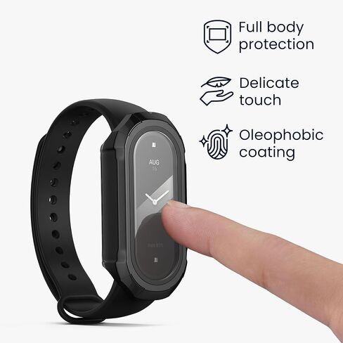 kwmobile Cover Comaptible with Xiaomi Mi Band 8 Covers - 2X Tempered Glass with Plastic Frame - Transparent in Saudi Arabia
