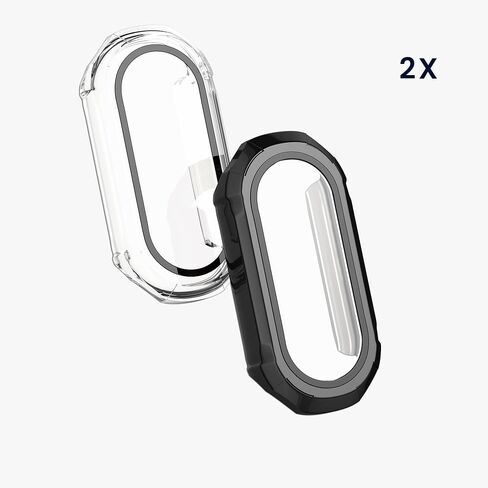 kwmobile Cover Comaptible with Xiaomi Mi Band 8 Covers - 2X Tempered Glass with Plastic Frame - Transparent in Saudi Arabia