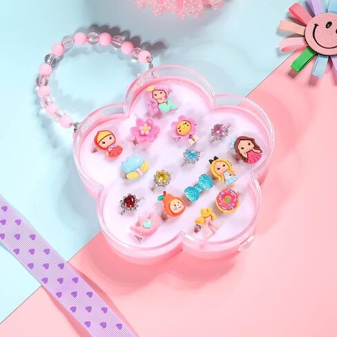 PinkSheep Little Girl Jewel Rings in Box,24 Lovely Girls Rings in Saudi Arabia