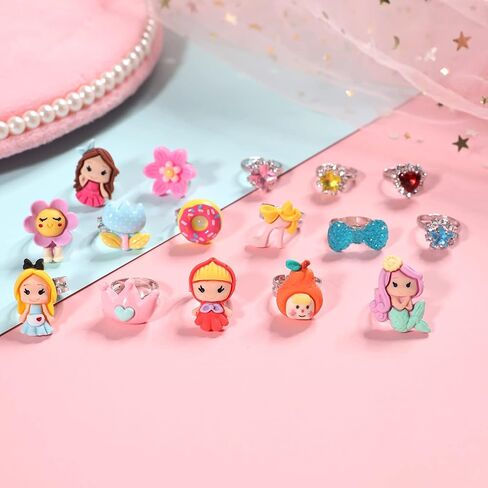 PinkSheep Little Girl Jewel Rings in Box,24 Lovely Girls Rings in Saudi Arabia