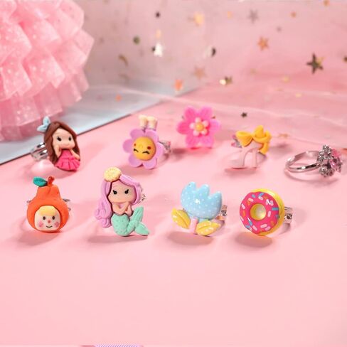 PinkSheep Little Girl Jewel Rings in Box,24 Lovely Girls Rings in Saudi Arabia