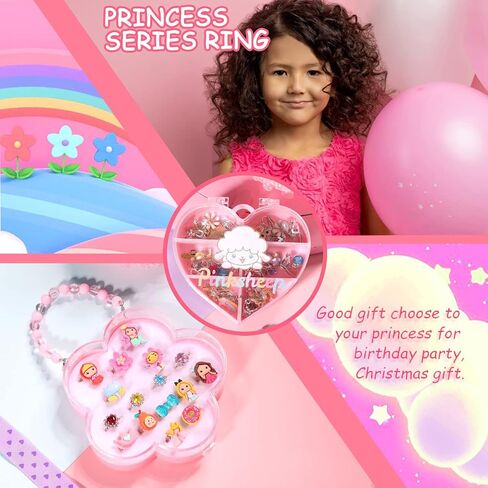 PinkSheep Little Girl Jewel Rings in Box,24 Lovely Girls Rings in Saudi Arabia