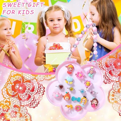 PinkSheep Little Girl Jewel Rings in Box,24 Lovely Girls Rings in Saudi Arabia