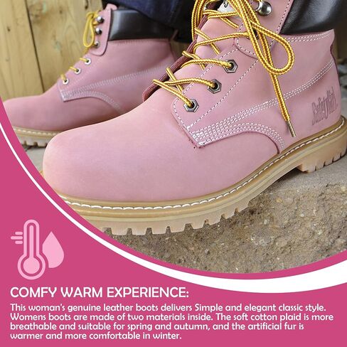 Women’s Work Boots | Waterproof Leather Work Boots for Women | Oil & Slip-Resistant Soft Toe Boots for Women | Premium Nubuck Leather | Lightweight and Comfortable | Black Leather - 6M in Saudi Arabia