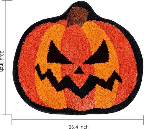 سجادة حمام الهالوين من TRUEDAYS، بساط حمام لطيف على شكل يقطين برتقالي للهالوين، سجادة حمام غير قابلة للانزلاق ماصة للحمام وغرفة النوم والمنزل in Kuwait