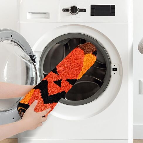 سجادة حمام الهالوين من TRUEDAYS، بساط حمام لطيف على شكل يقطين برتقالي للهالوين، سجادة حمام غير قابلة للانزلاق ماصة للحمام وغرفة النوم والمنزل in Kuwait