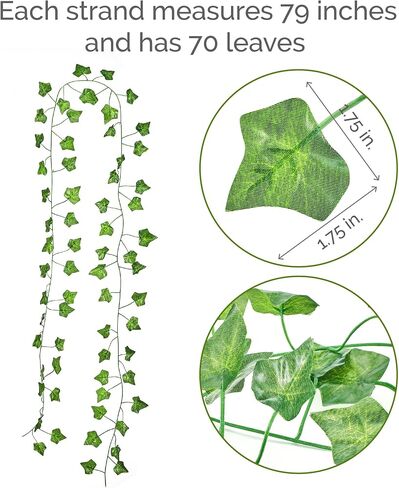 Elements Fake Ivy Garland, Poly Silk Ivy Wall decor with UV protection, Indoor Outdoor Décor for Living Room, Bedroom , Party, Wedding and Patio and Poolside, 84 Inch, 960 Leaves, Green in Saudi Arabia