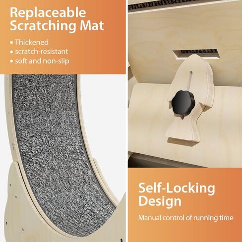 عجلة تمرين القطط من NATUYA للقطط الداخلية، جهاز تمرين الجري للقطط مع آلية القفل، تدريب الجري فائق الهدوء للياقة البدنية للقطط، سهل التجميع (أسود) in Kuwait