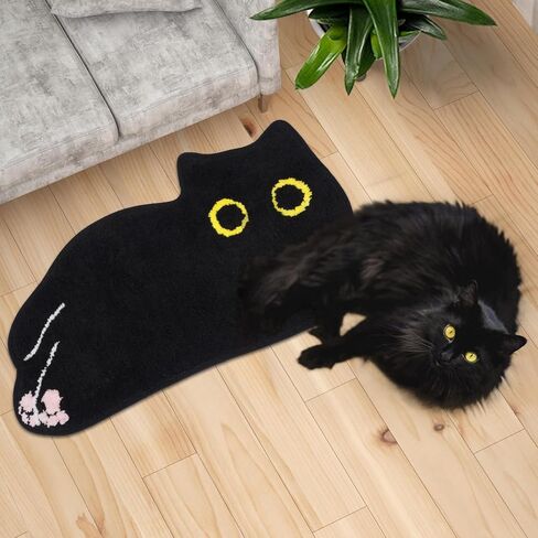 Cat Bath Rug - Cute Bath Mat,Soft and Fluffy Round Bath Rugs,Non-Slip Absorbent Bath Mats,Cat Bathroom Mats for Bathroom,Kid Room,Bedroom (Black and Whites Cats Mat, 20''x22'') in Kuwait
