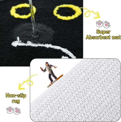 Cat Bath Rug - Cute Bath Mat,Soft and Fluffy Round Bath Rugs,Non-Slip Absorbent Bath Mats,Cat Bathroom Mats for Bathroom,Kid Room,Bedroom (Black and Whites Cats Mat, 20''x22'') in Kuwait