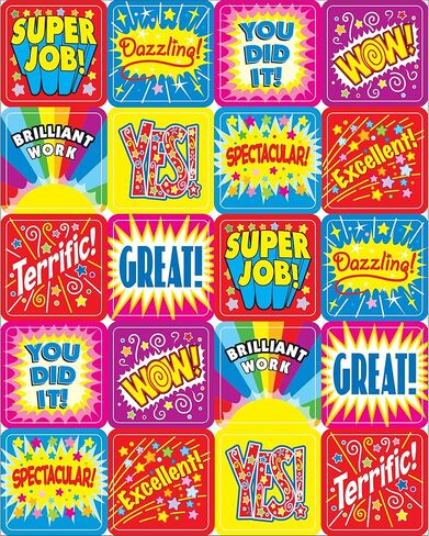 Carson Dellosa Winning Words Motivational Sticker Sheet Set, 216 Stickers - 24 Sheets of 9 Stickers for Homework, Tests, Assignments, and Rewards, Great Motivational Aid for Classroom or Homeschool in Saudi Arabia