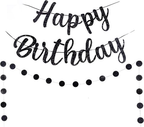 Pre-Strung Happy Birthday Banner, Gold Glitter Birthday Sign, Perfect Happy Birthday Decorations, Happy Birthday Banner with Lights in Kuwait
