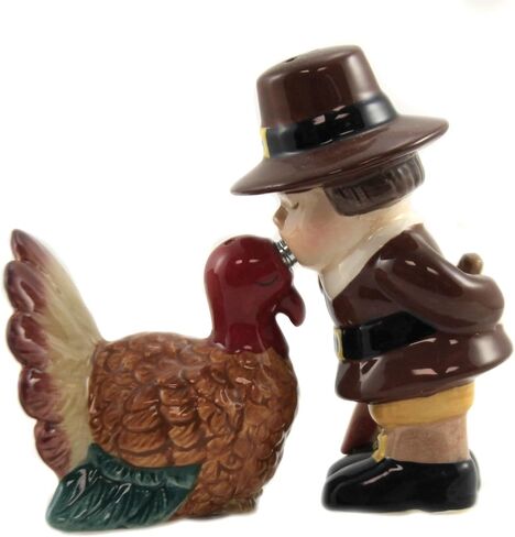 Pacific Giftware Turkey and Pilgrim Magnetic Ceramic Thanksgiving Salt and Pepper Shakers in Saudi Arabia