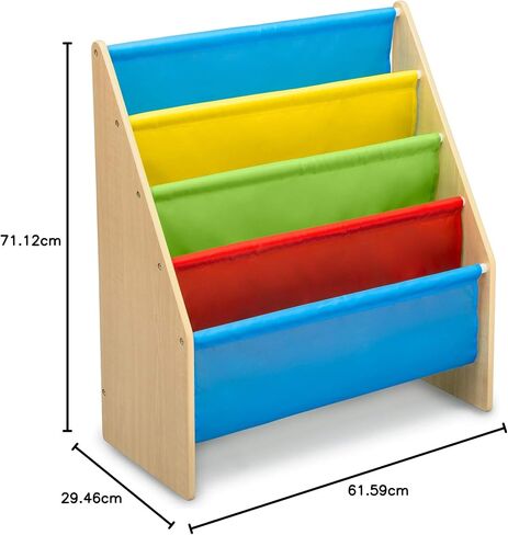 Delta Children Sling Rack Bookshelf for Kids - Easy-to-Reach Storage for Magazines or Coloring Books - Ideal for Playrooms & Homeschooling - Greenguard Gold Certified, White/Pink in Saudi Arabia