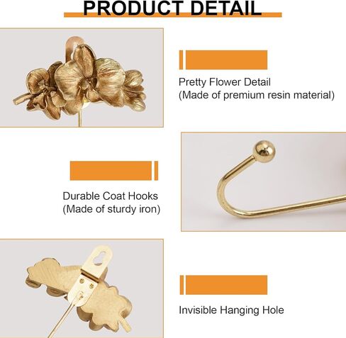 MOROBOR 1Pcs Floral Embossed Hook Household Towel Hanger, Wall Mounted Towel Hanger, 3D Flower Wall Decor Flower Wall Hanger, Single Prong Hook in Kuwait