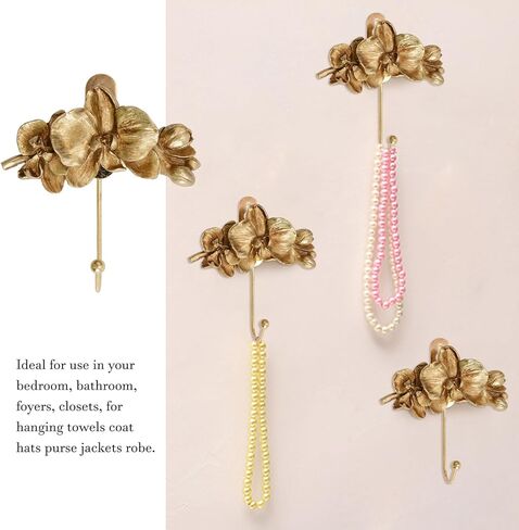 MOROBOR 1Pcs Floral Embossed Hook Household Towel Hanger, Wall Mounted Towel Hanger, 3D Flower Wall Decor Flower Wall Hanger, Single Prong Hook in Kuwait